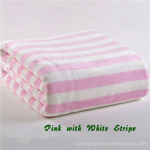 hotsale stripe pattern printed soft coral fleece blanket